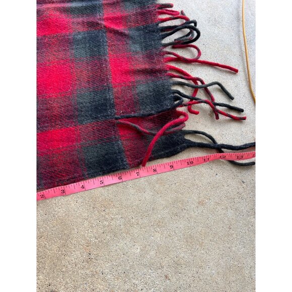 Vintage Pendleton 100% Virgin Wool Red & Black Plaid Fringe Blanket 52x72 Inches - Picture 6 of 6
